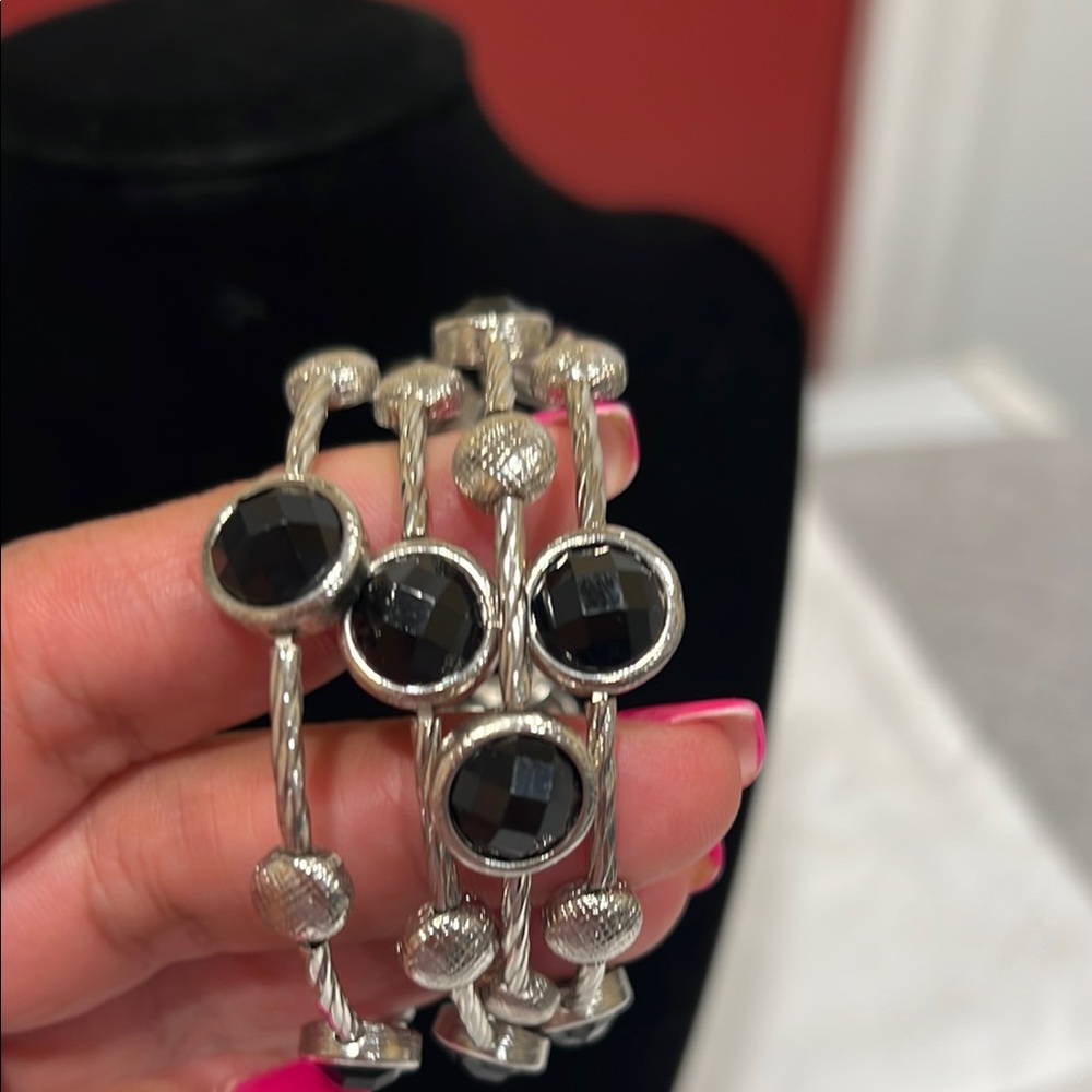 New York and Company Elegant Silver and Black Women's Bracelet